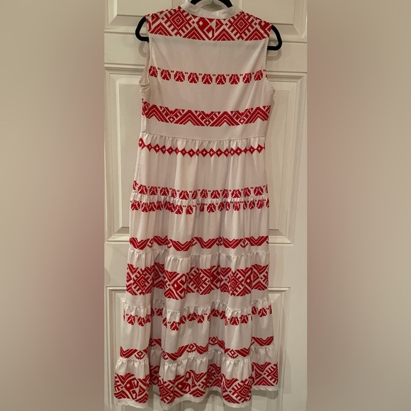 Southwestern Aztec Tribal tiered Ruffled Maxi Dress Swim Cover M/L - Picture 6 of 9
